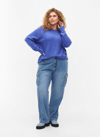 Locker sitzende Jeans mit Cargo-Taschen, Light blue, Model