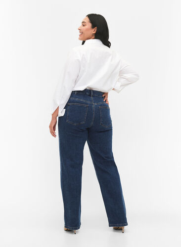 Gemma Jeans mit hoher Taille und gerader Passform, Dark blue, Model image number 1