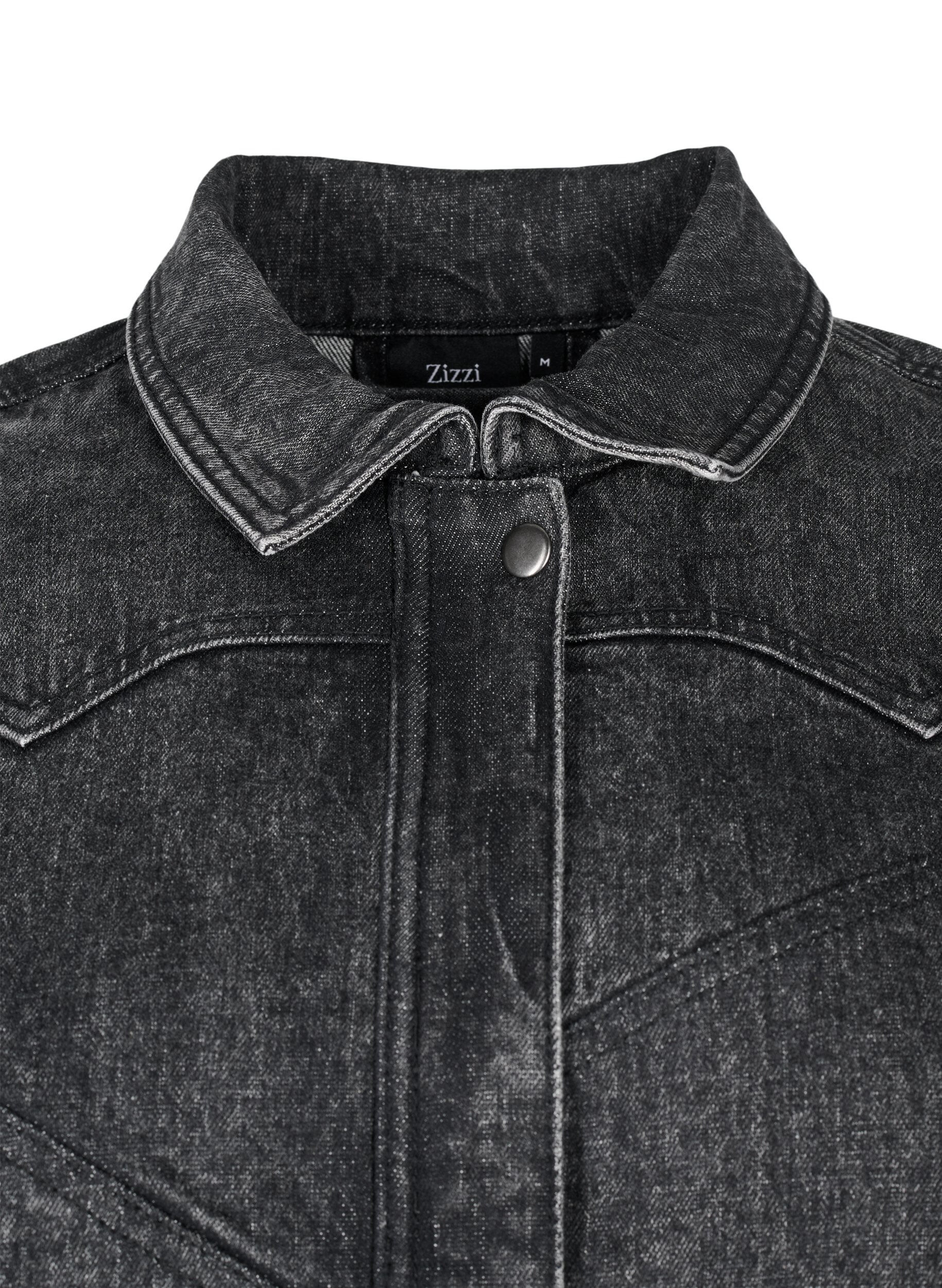 ZizziDenim-Jacke mit verdecktem Rei&szlig;verschluss, Dark Grey Denim, Packshot image number 3