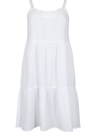 Schlichtes Trägerkleid aus Baumwolle, Bright White, Packshot image number 0