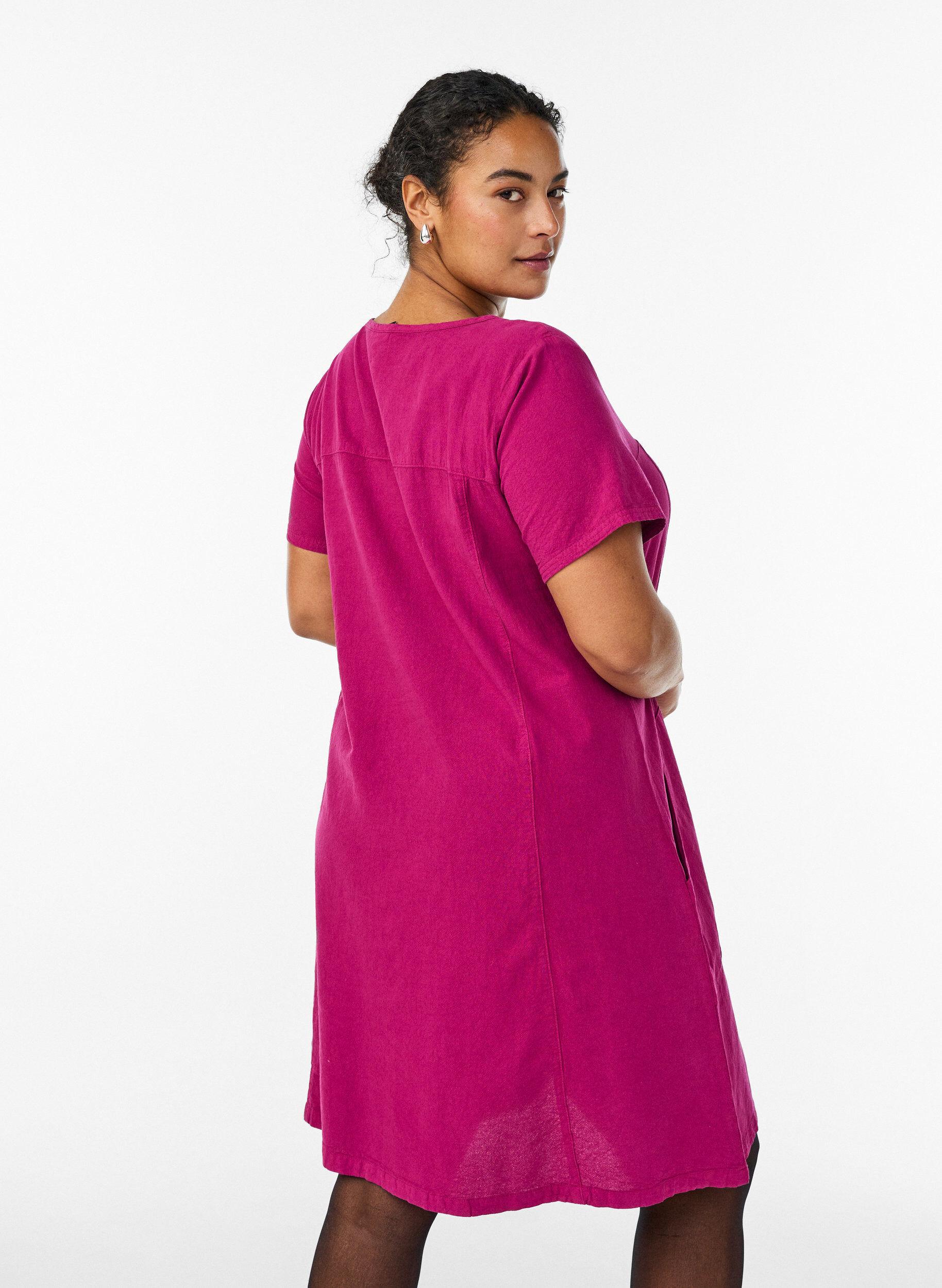 ZizziKurzarm Kleid aus Baumwolle, Rot, Model image number 2