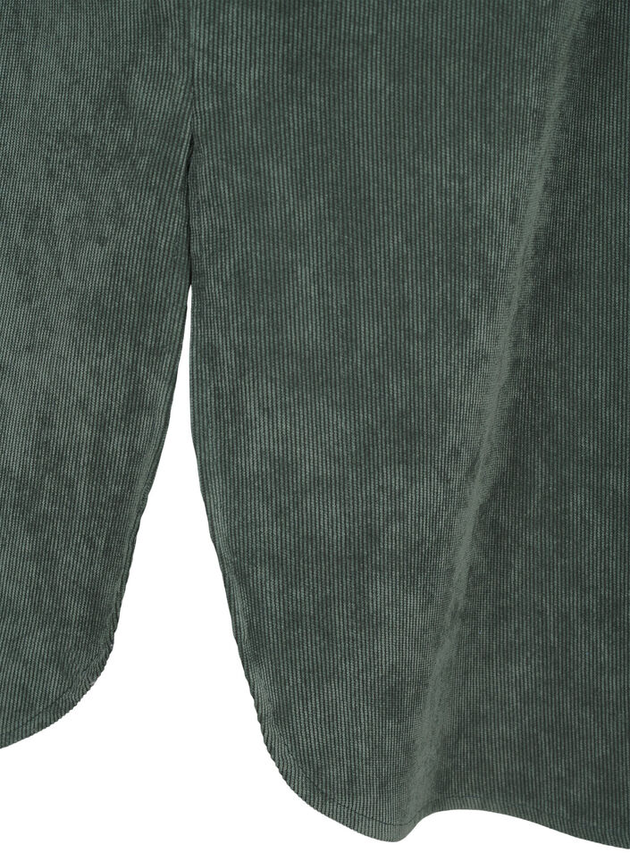 Langes Corduroy-Hemdkleid mit Knöpfen, Dark Forest, Packshot image number 3