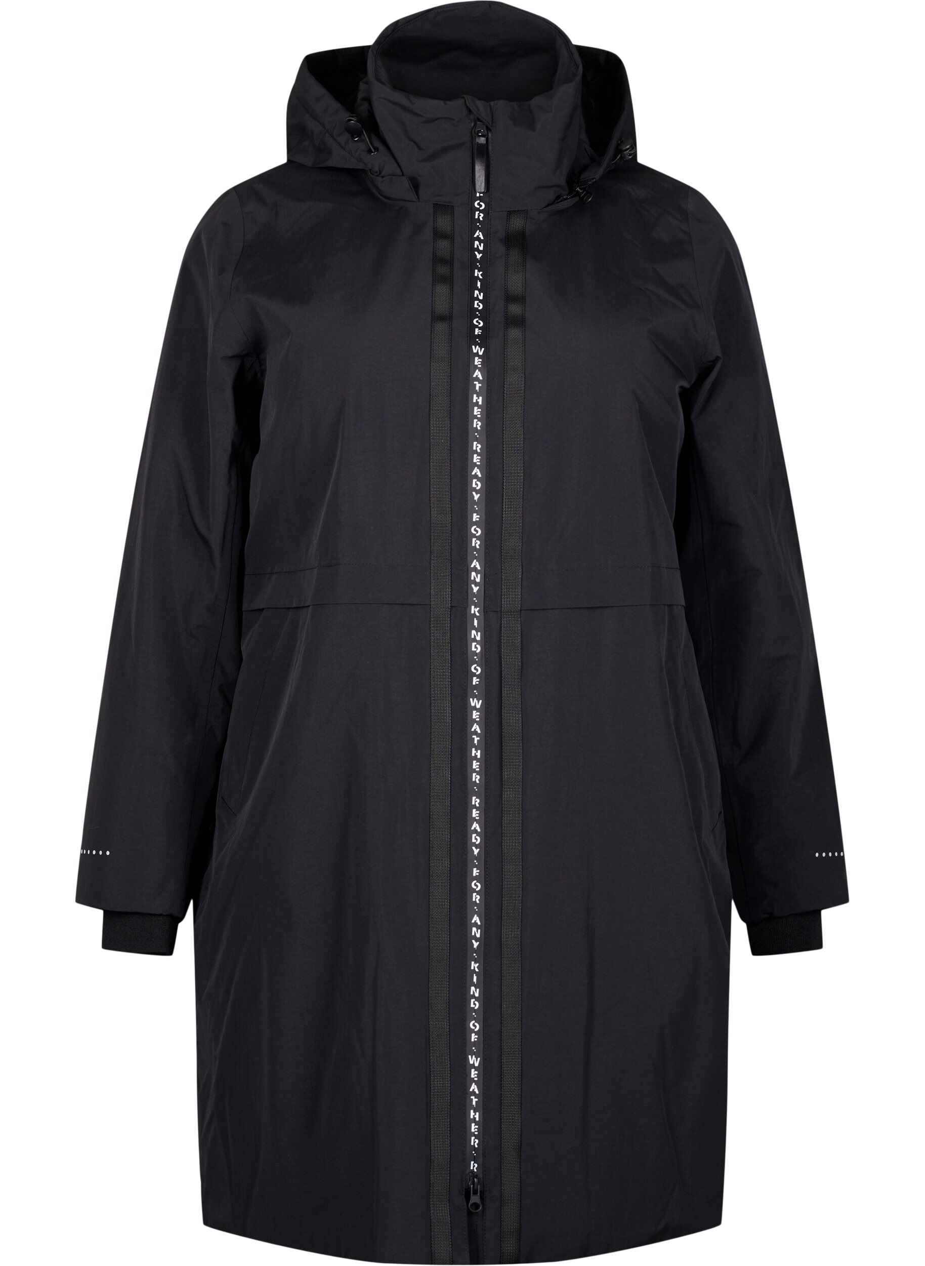 ZizziFunktionaler Parka mit reflektierenden Details, Black, Packshot image number 0
