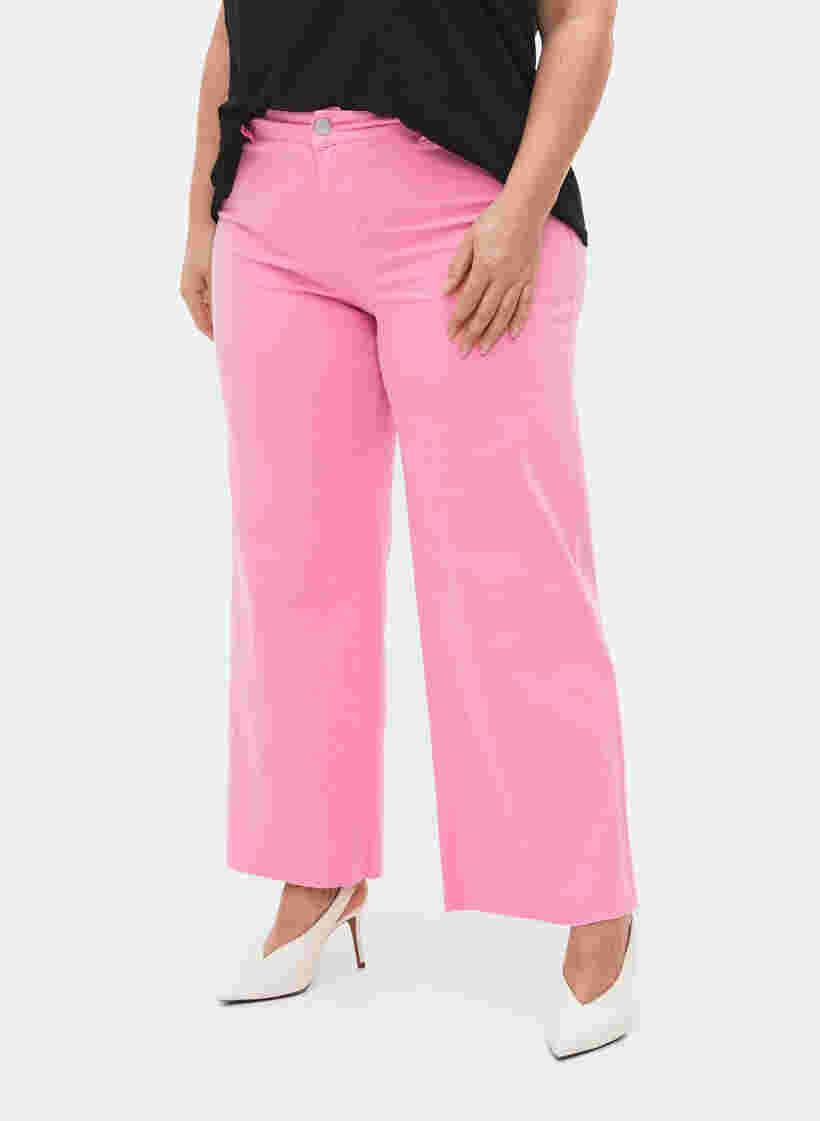 Flared Jeans mit hoher Taille, Pink, Model image number 2