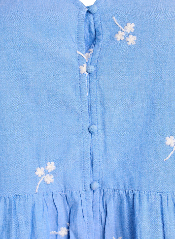 Bluse aus Baumwolle mit gestickten Blumen und Knopfverschluss, Blau, Packshot image number 2