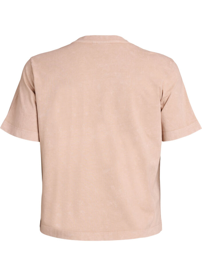 Baumwoll-T-Shirt mit Frontprint, Beige, Packshot image number 1