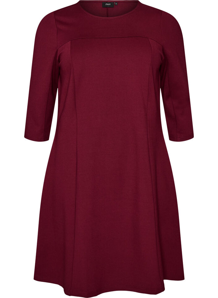A-f&ouml;rmiges Kleid mit 3/4-&Auml;rmeln, Rot, Packshot image number 0
