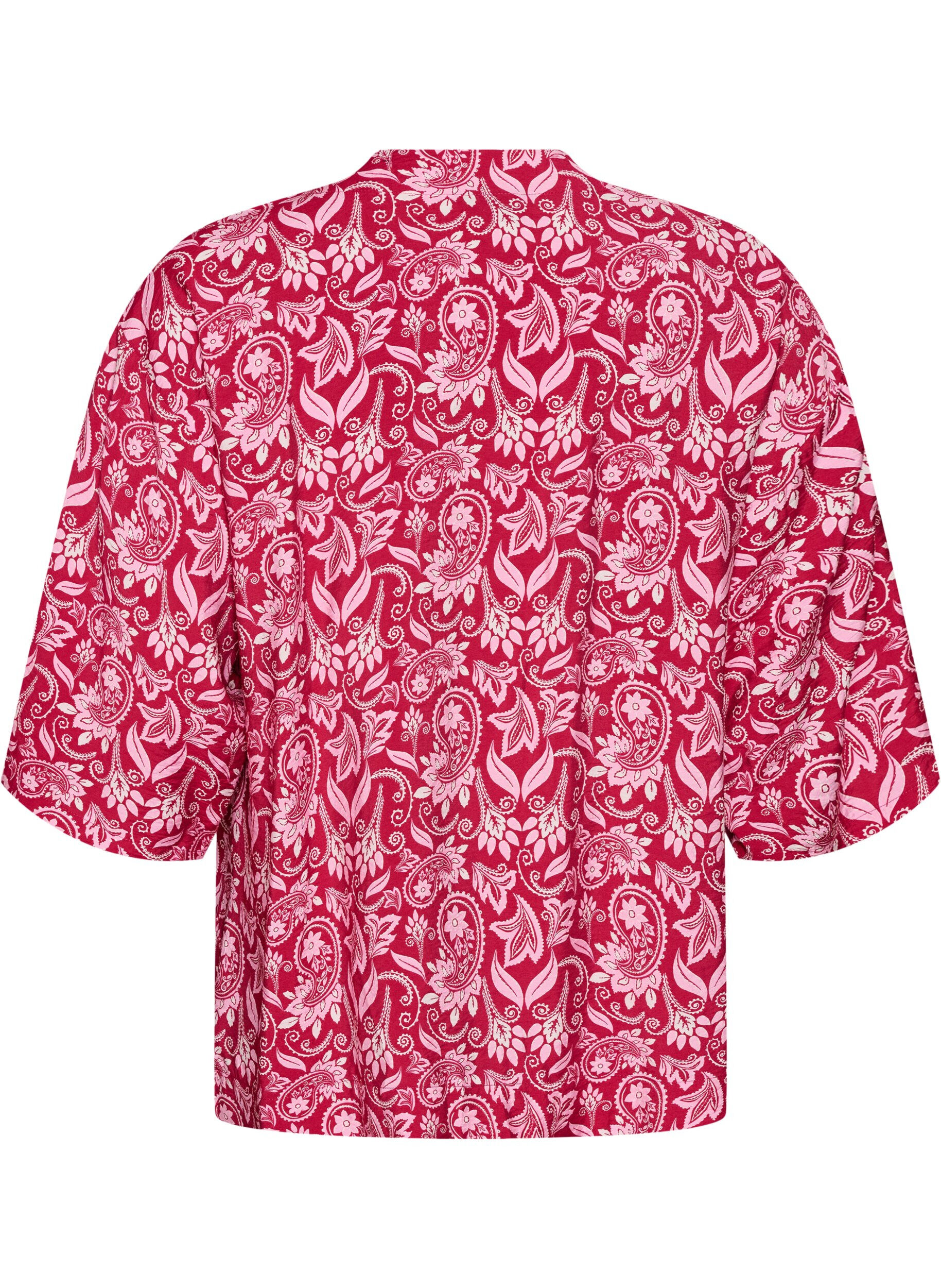 ZizziKurzer Kimono aus Viskose mit 3/4-&Auml;rmeln, Pink, Packshot image number 1