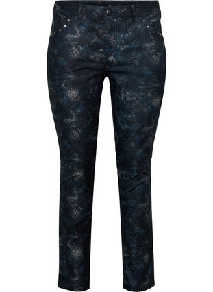 Emily-Jeans mit Muster und Nieten, Black AOP, Packshot image number 0