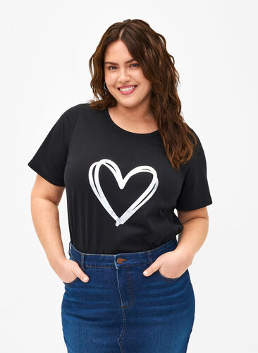 FLASH - T-Shirt mit Motiv, Black Silver Heart, Model image number 0
