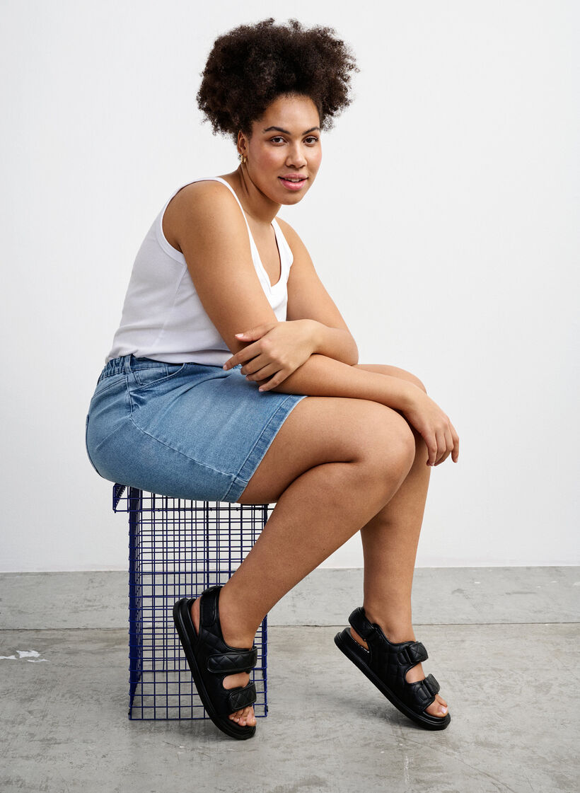 Wide Fit Sandalen aus Leder, Schwarz, Image image number 0