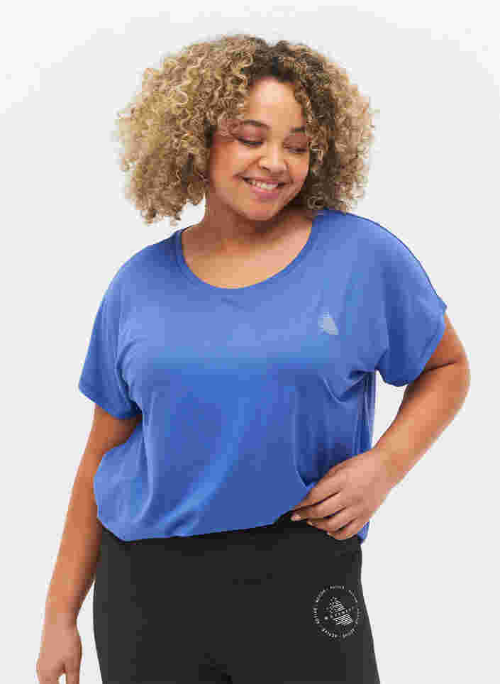 Einfarbiges Trainings-T-Shirt, Dazzling Blue, Model image number 0