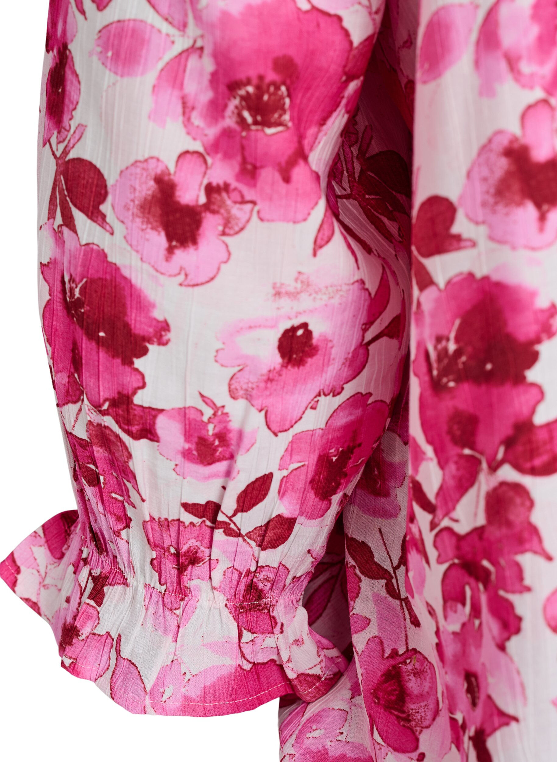 ZizziViskosebluse mit eckigem Ausschnitt und 3/4-&Auml;rmeln, Pink, Packshot image number 3