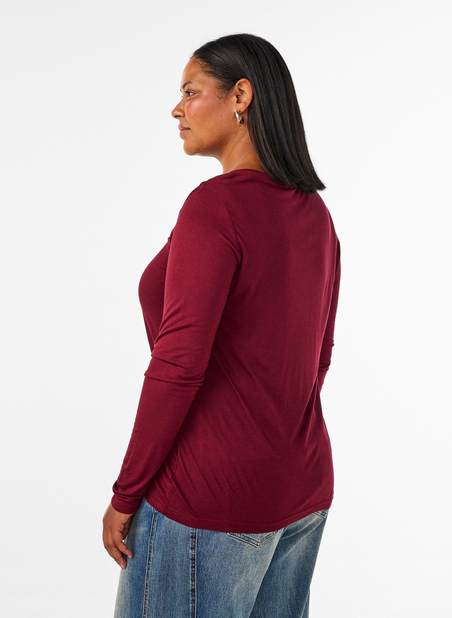 ZizziLang&auml;rmelige Bluse aus Wolle und Viskose, Rot, Model image number 2