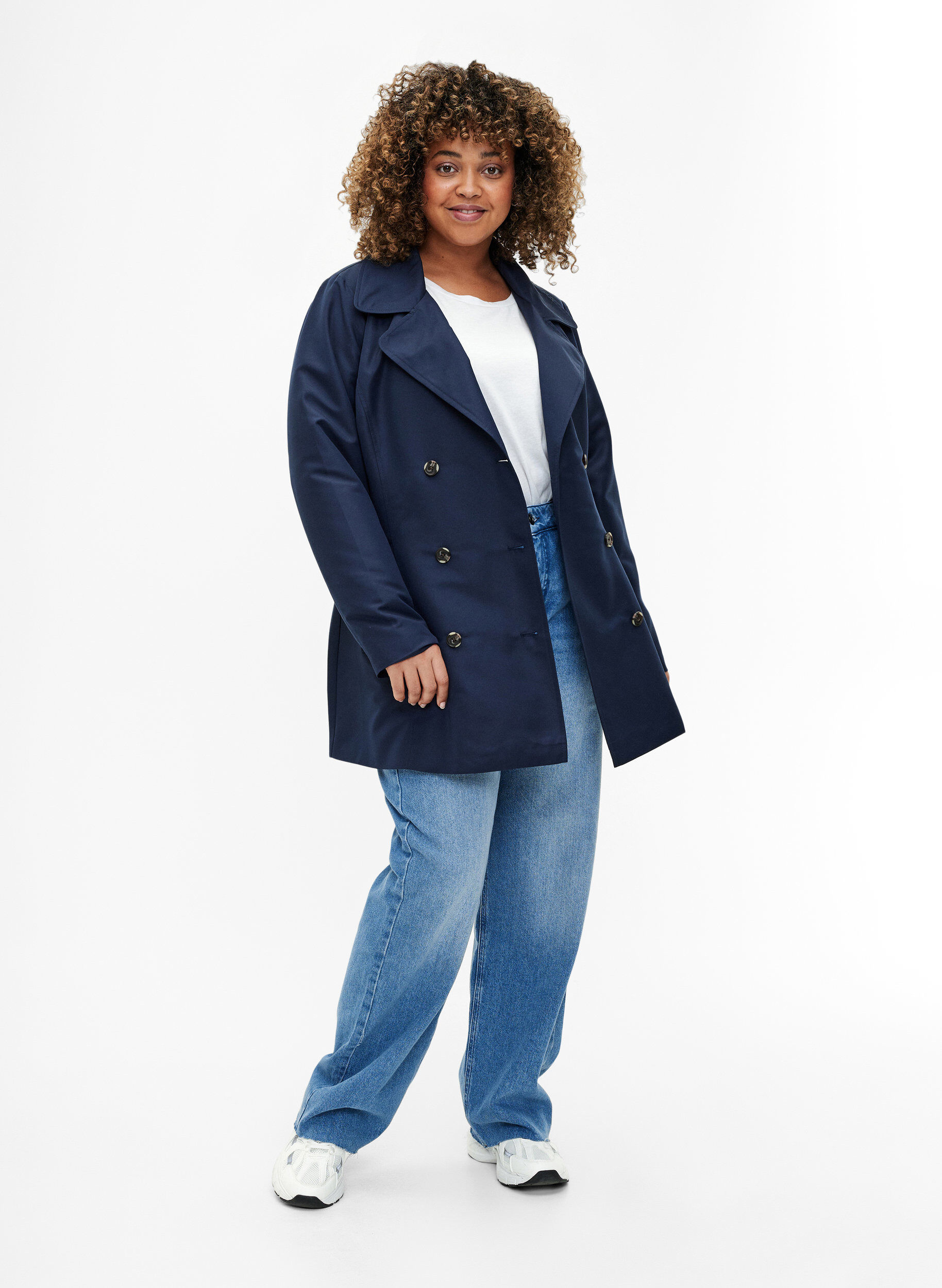 ZizziKurzer Trenchcoat mit G&uuml;rtel, Blau, Model image number 1