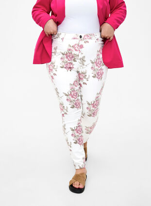 Super-schmale Amy Jeans mit Blumenprint., White R.AOP, Model image number 2