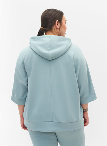 Sweatshirt mit Kapuze und 3/4-Ärmeln, Slate, Model image number 1