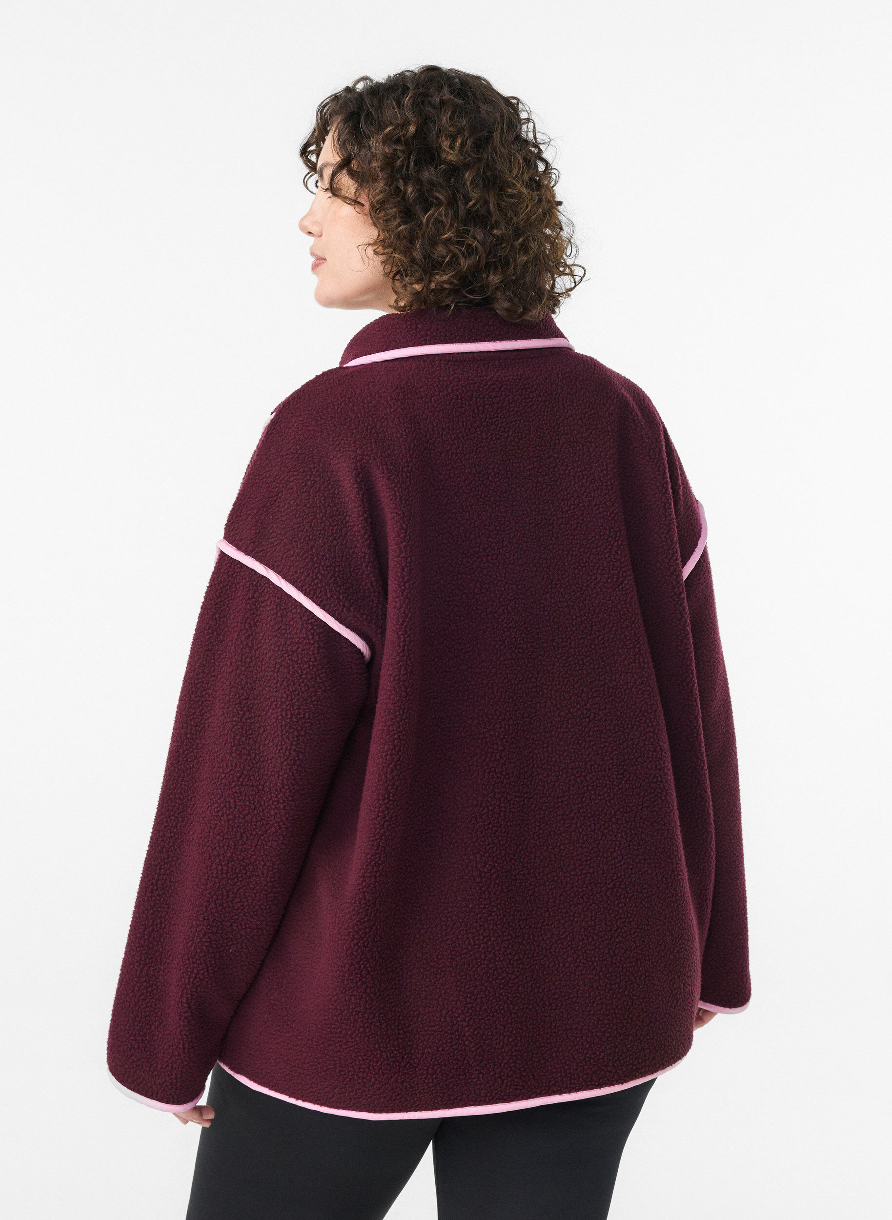 ZizziTeddy-Jacke mit Kontrastdetails, Rot, Model image number 2