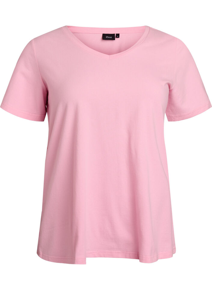Einfarbiges Basic-T-Shirt aus Baumwolle, Rot, Packshot image number 0