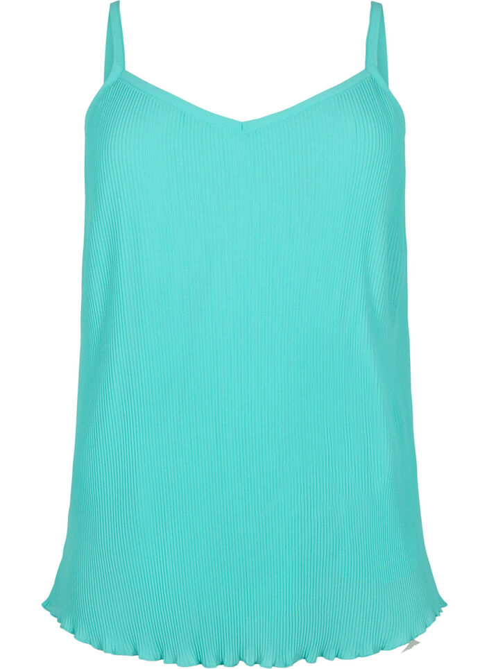 Plissiertes &auml;rmelloses Top, Turquoise, Packshot image number 0
