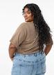 Kurz&auml;rmliges Basic-T-Shirt mit V-Ausschnitt, Braun, Model image number 2
