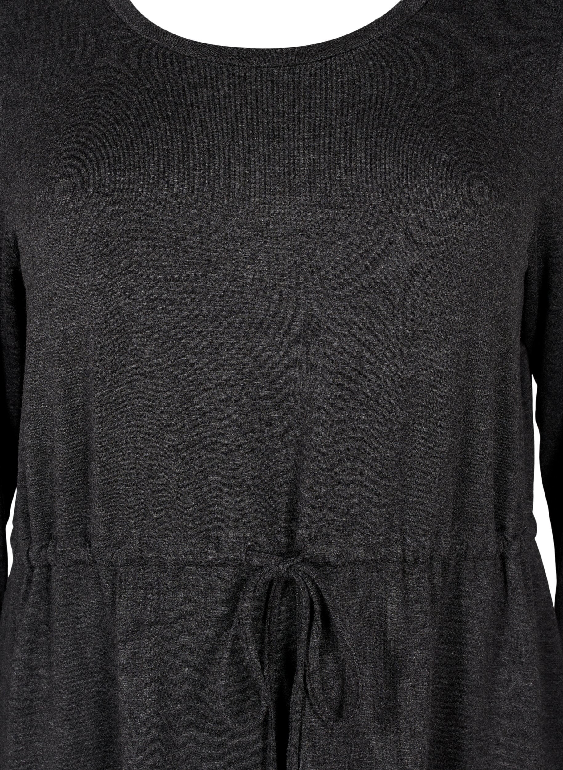 ZizziKnielanges Jerseykleid mit B&auml;ndern zum Binden, Dark Grey Melange, Packshot image number 2
