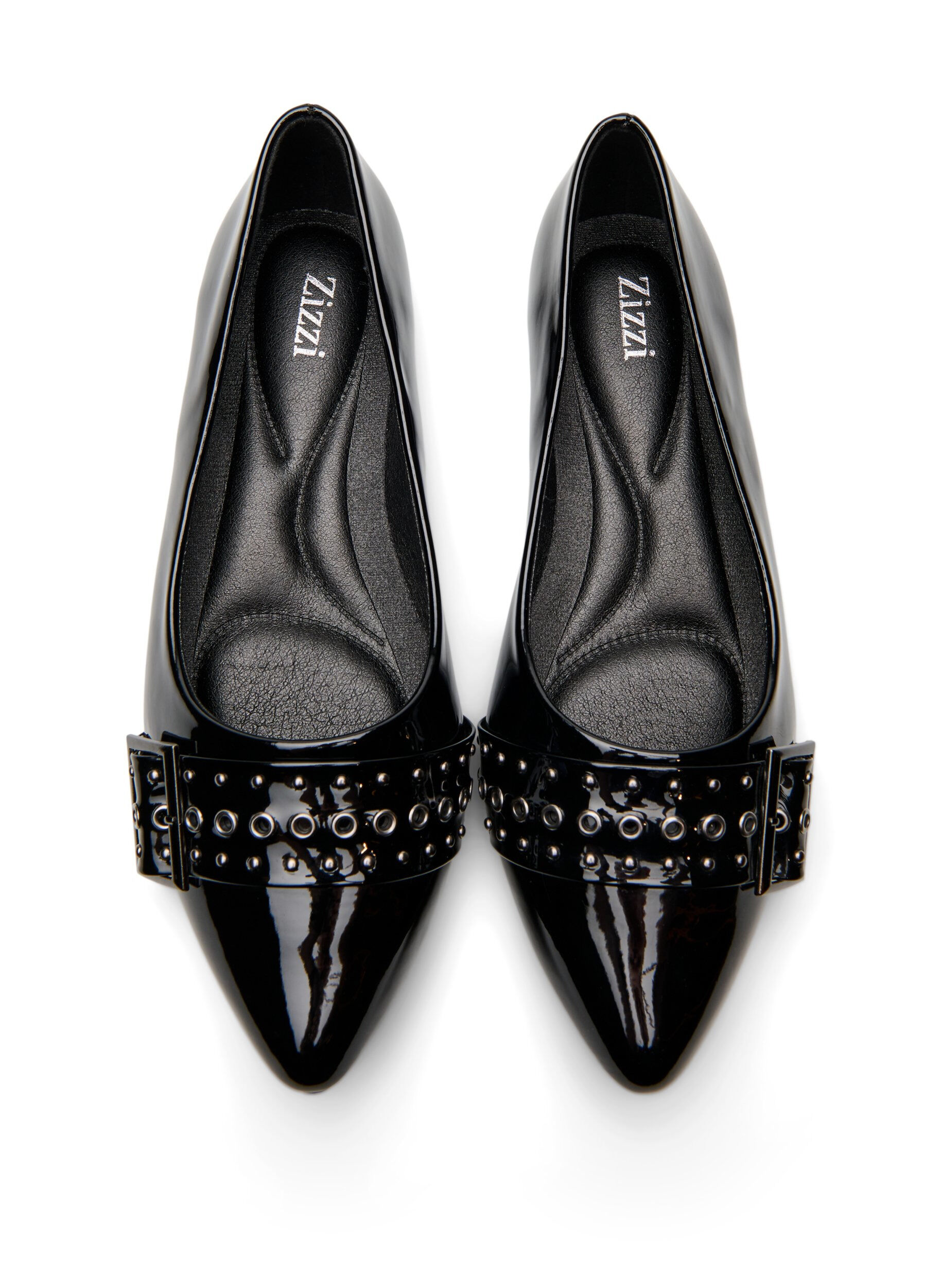 ZizziExtra-Weite - Ballerina mit Riemen und Nieten, Schwarz, Packshot image number 2