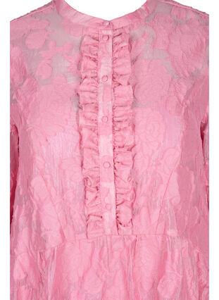 Jacquard-Kleid mit Rüschen und A-Linie, Cashmere Rose, Packshot image number 3
