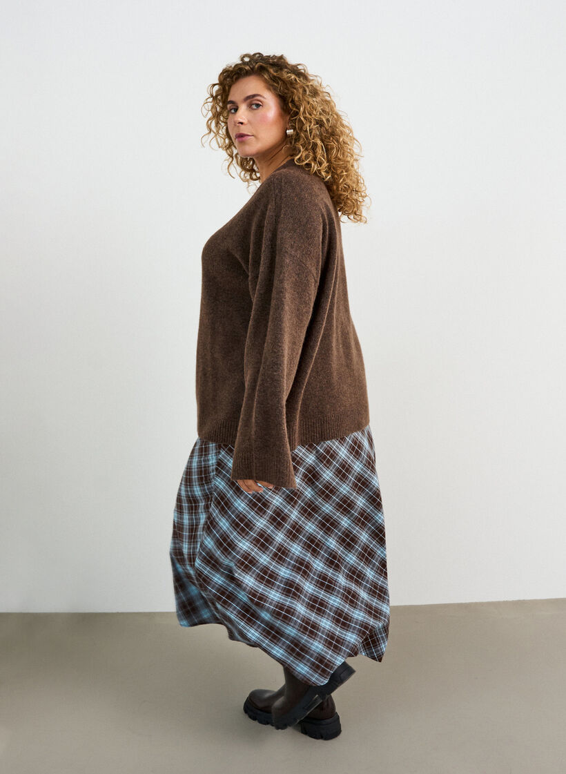 Locker gestrickte Bluse mit Alpaka und Wolle, Braun, Model image number 2
