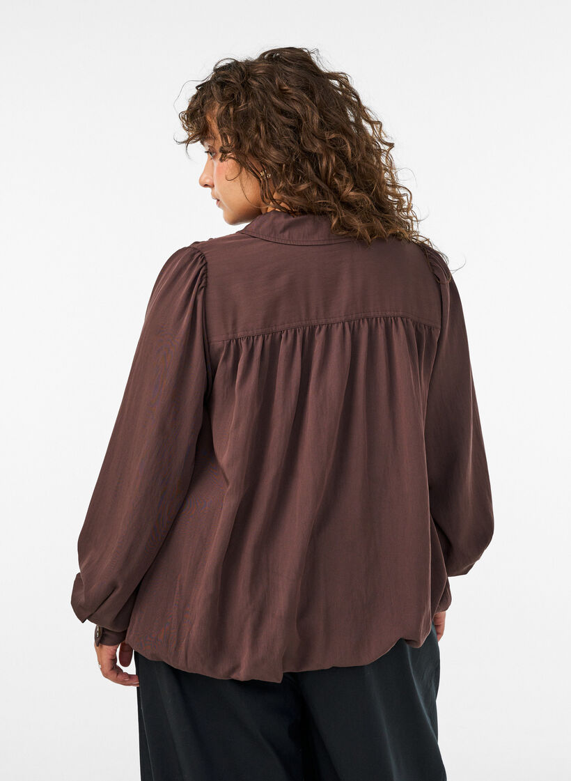 Bluse mit Ballonform und verdecktem Rei&szlig;verschluss, Braun, Model image number 2