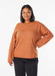 Lockerer Strickpullover mit Kontrastn&auml;hten, Orange, Model image number 0