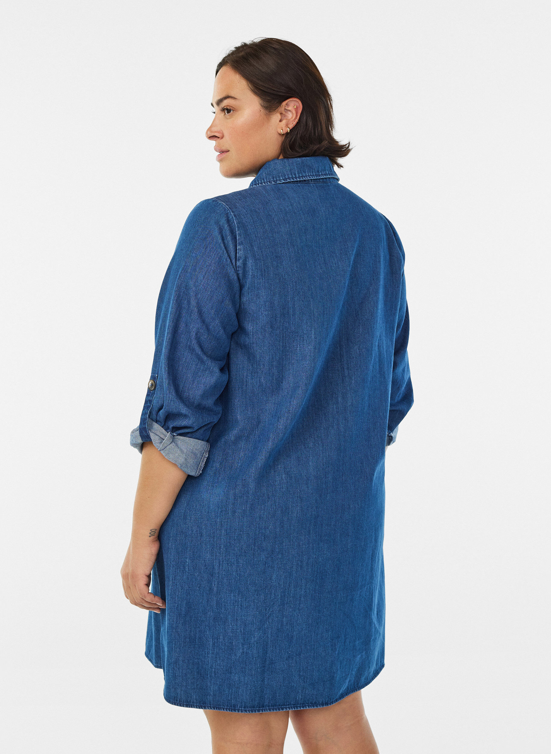 ZizziKurzes Denimkleid mit Rei&szlig;verschluss, Blau, Model image number 2