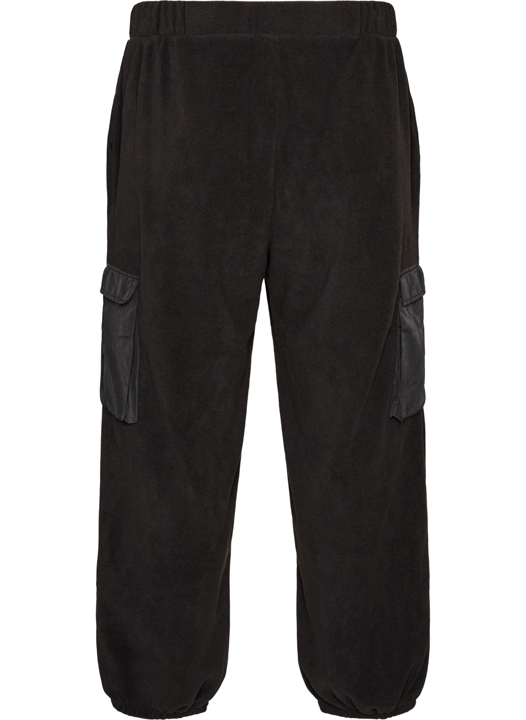 ZizziJogginghose aus Fleece mit Cargotaschen, Schwarz, Packshot image number 1