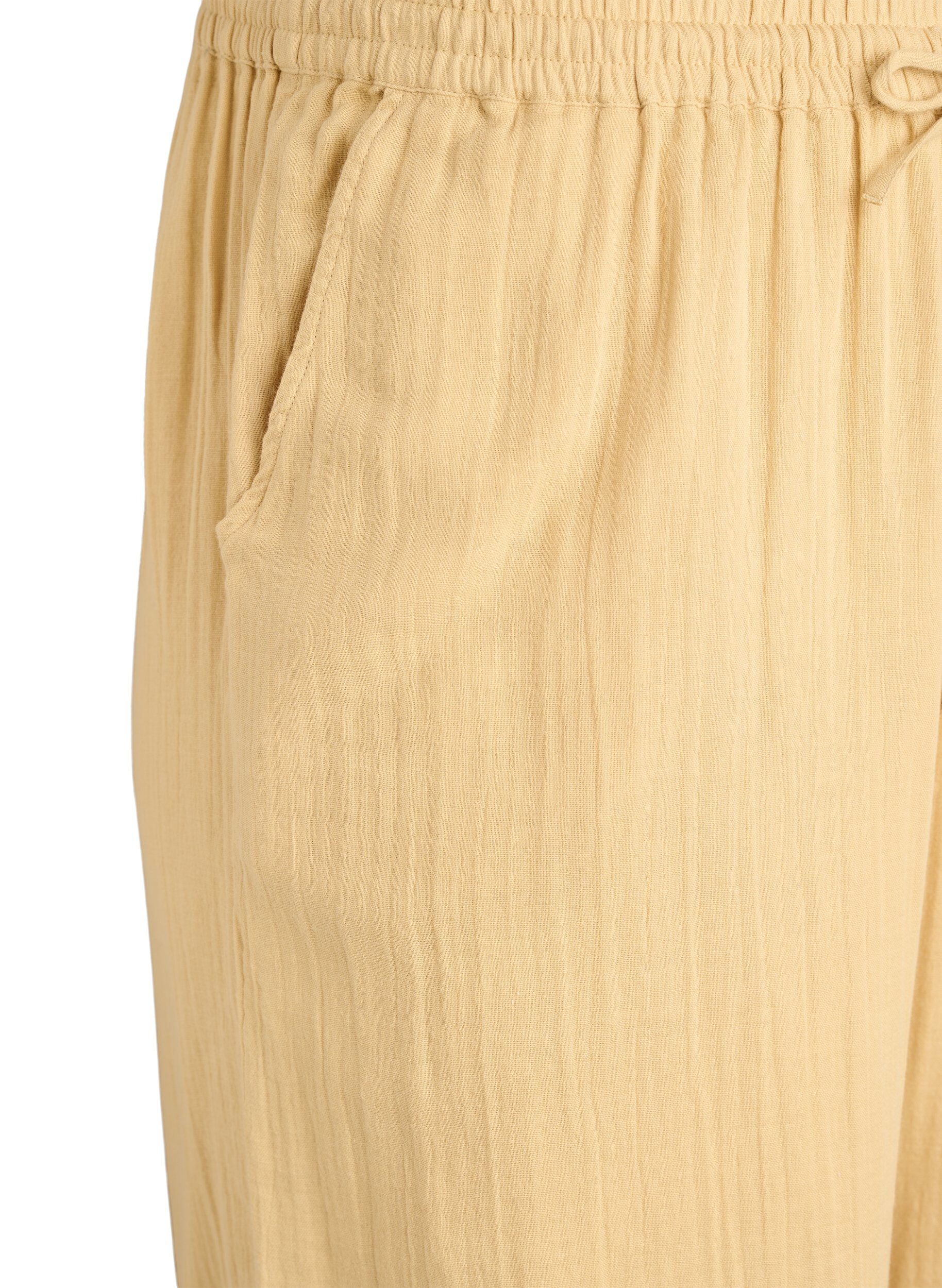 ZizziHoch taillierte Hose aus Baumwoll-Musselin mit weitem Bein, Gelb, Packshot image number 2
