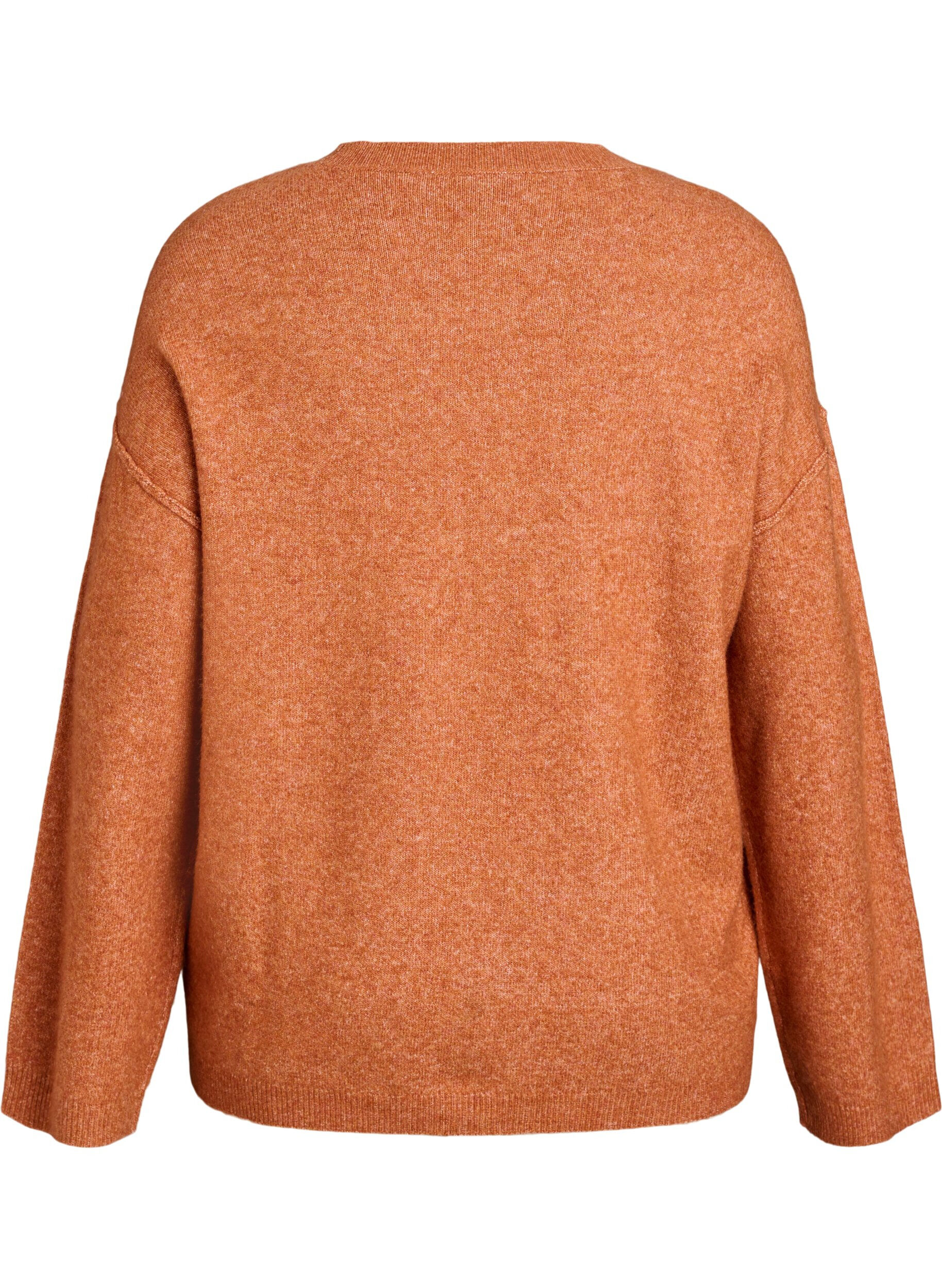 ZizziLockerer Strickpullover mit markanten N&auml;hten, Orange, Packshot image number 1