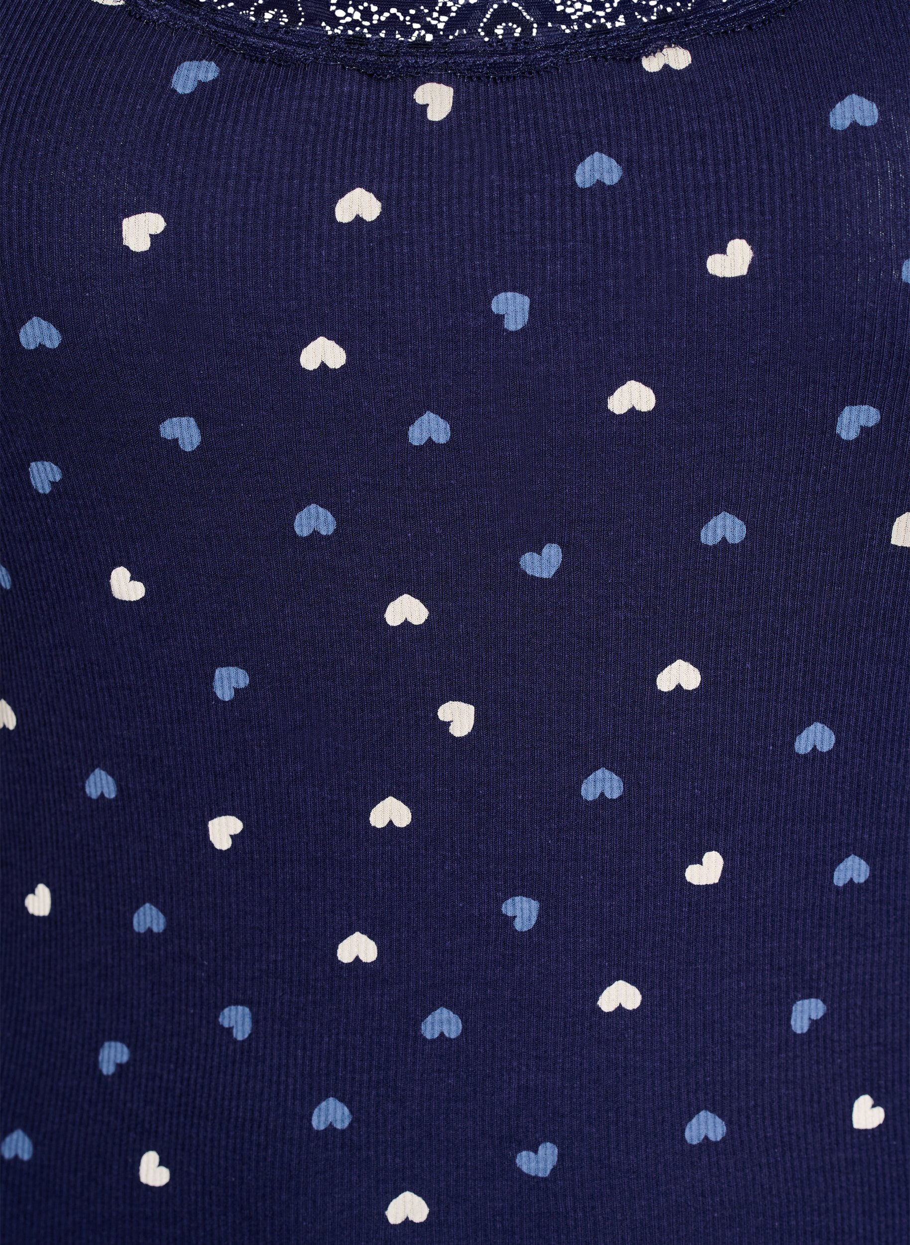 ZizziOberteil mit Aufdruck und Spitzenborte, Blau, Packshot image number 2