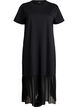 T-Shirt-Kleid mit transparentem Mesh-Saum, Schwarz, Packshot image number 0