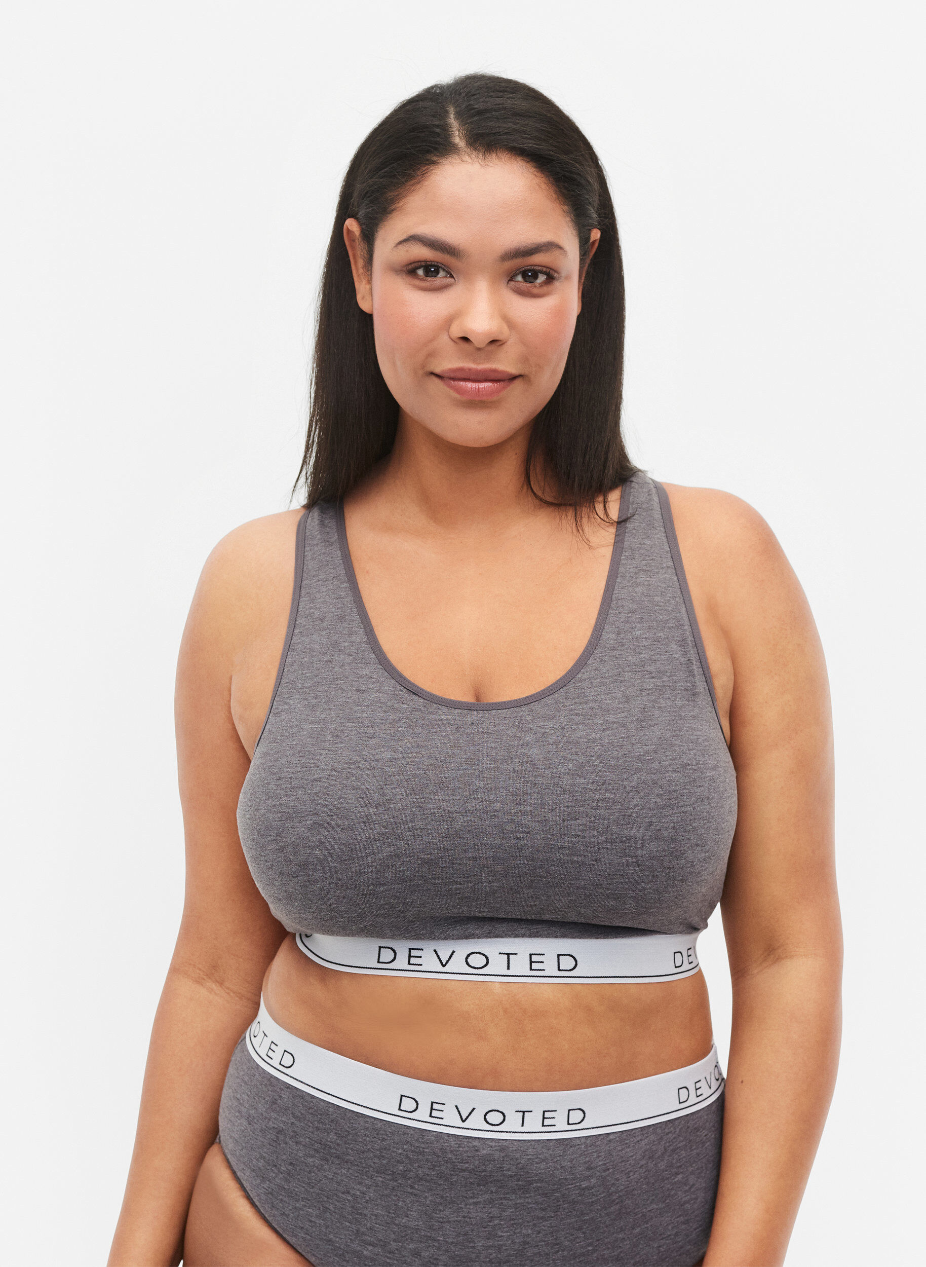 ZizziMelierter BH mit Rundhalsausschnitt, Medium Grey Melange, Model image number 0