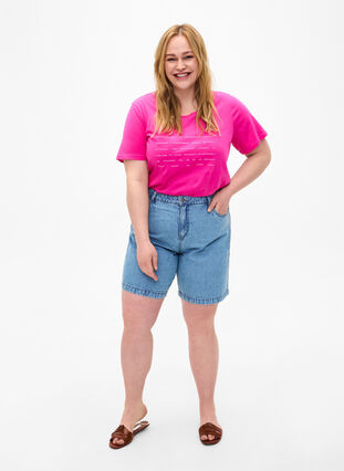 T-Shirt mit Text-Motiv, Shocking Pink W.Pink, Model image number 2
