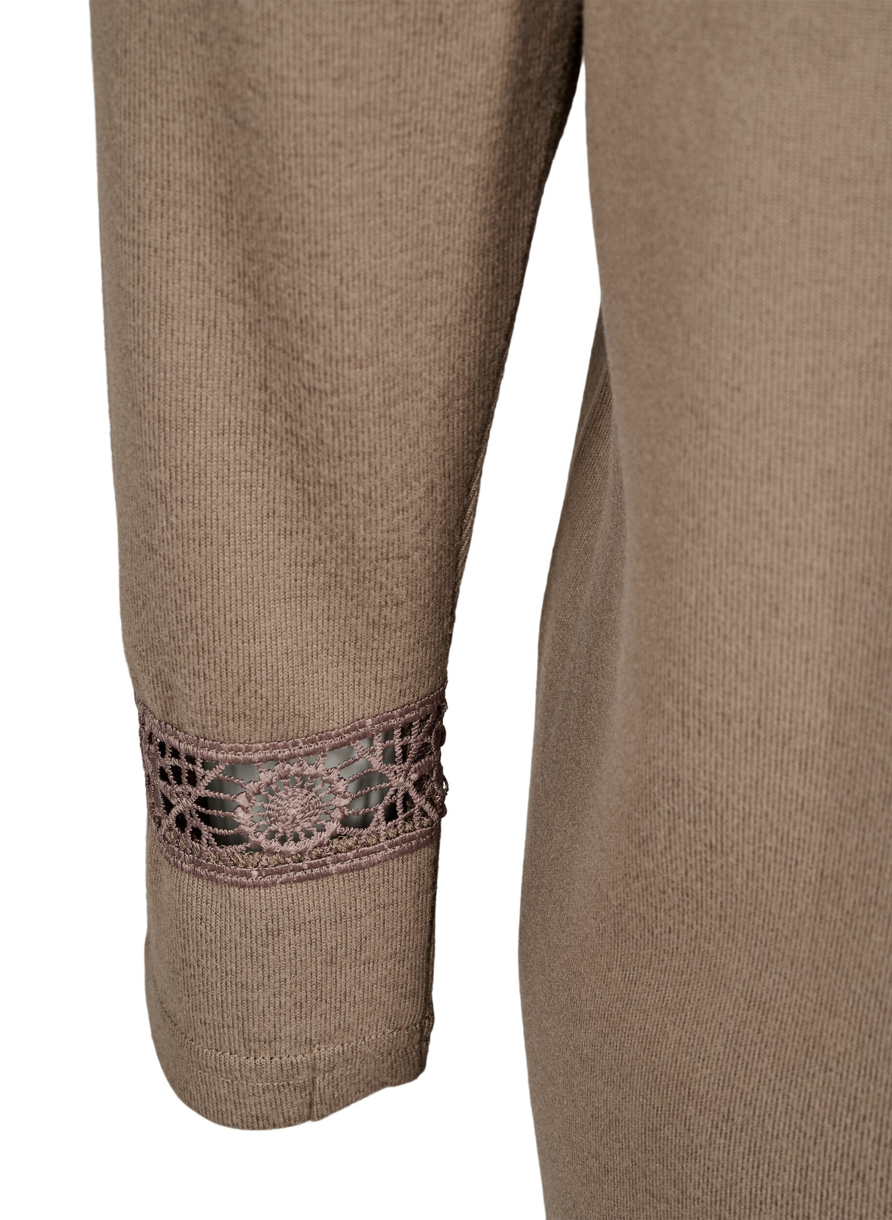 ZizziBluse mit Stickereidetails und langen &Auml;rmeln, Braun, Packshot image number 3