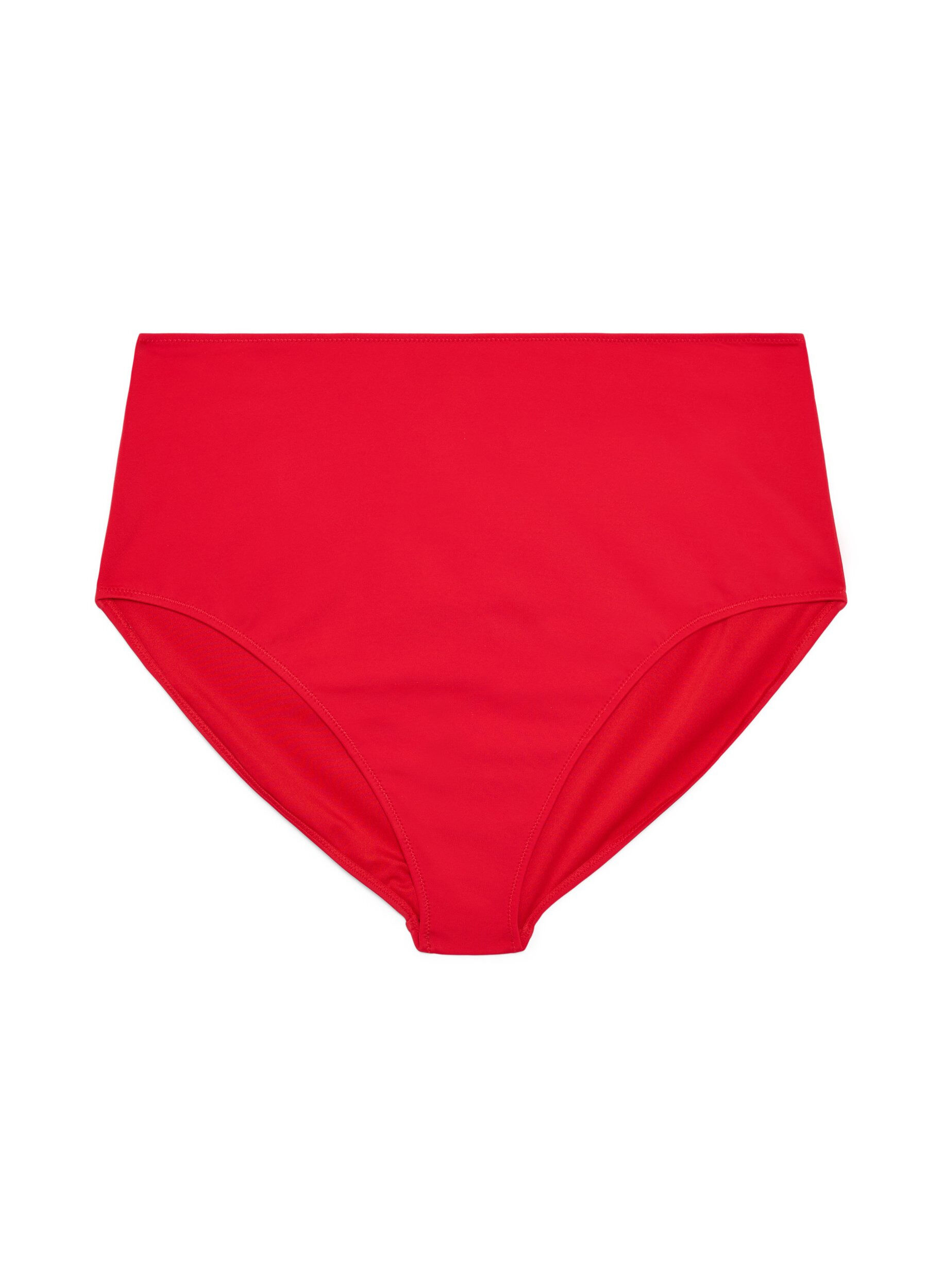 ZizziEinfarbige hoch taillierte Bikinihose, Rot, Packshot image number 0