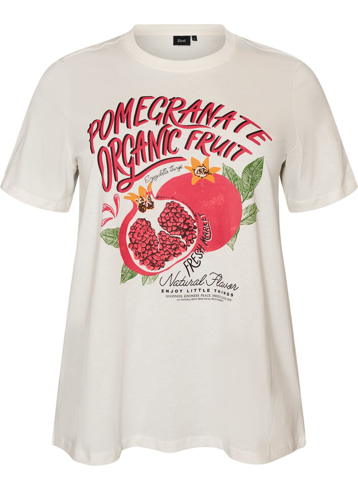 T-Shirt aus Baumwolle mit Print, Wei&szlig;, Packshot image number 0