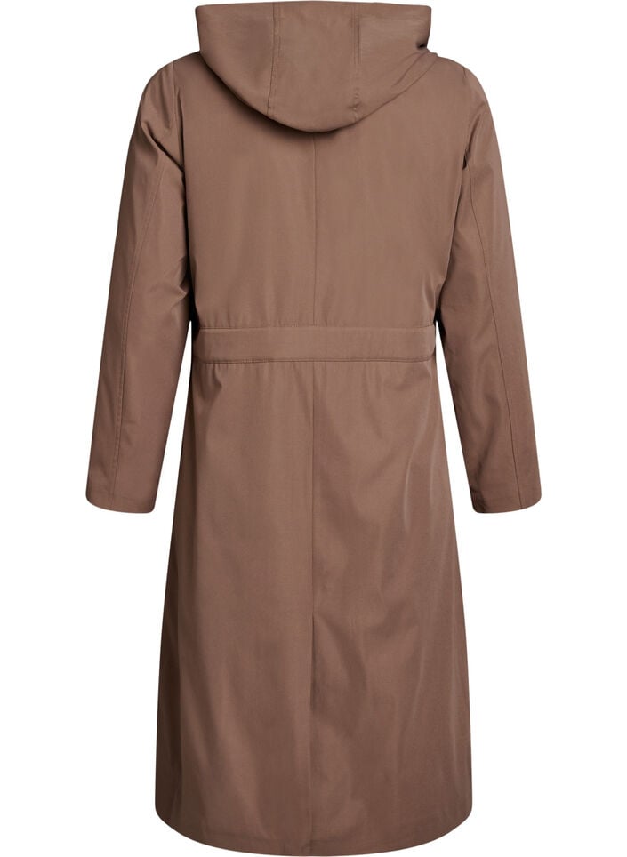 Trenchcoat mit Kapuze und Bindeg&uuml;rtel, Braun, Packshot