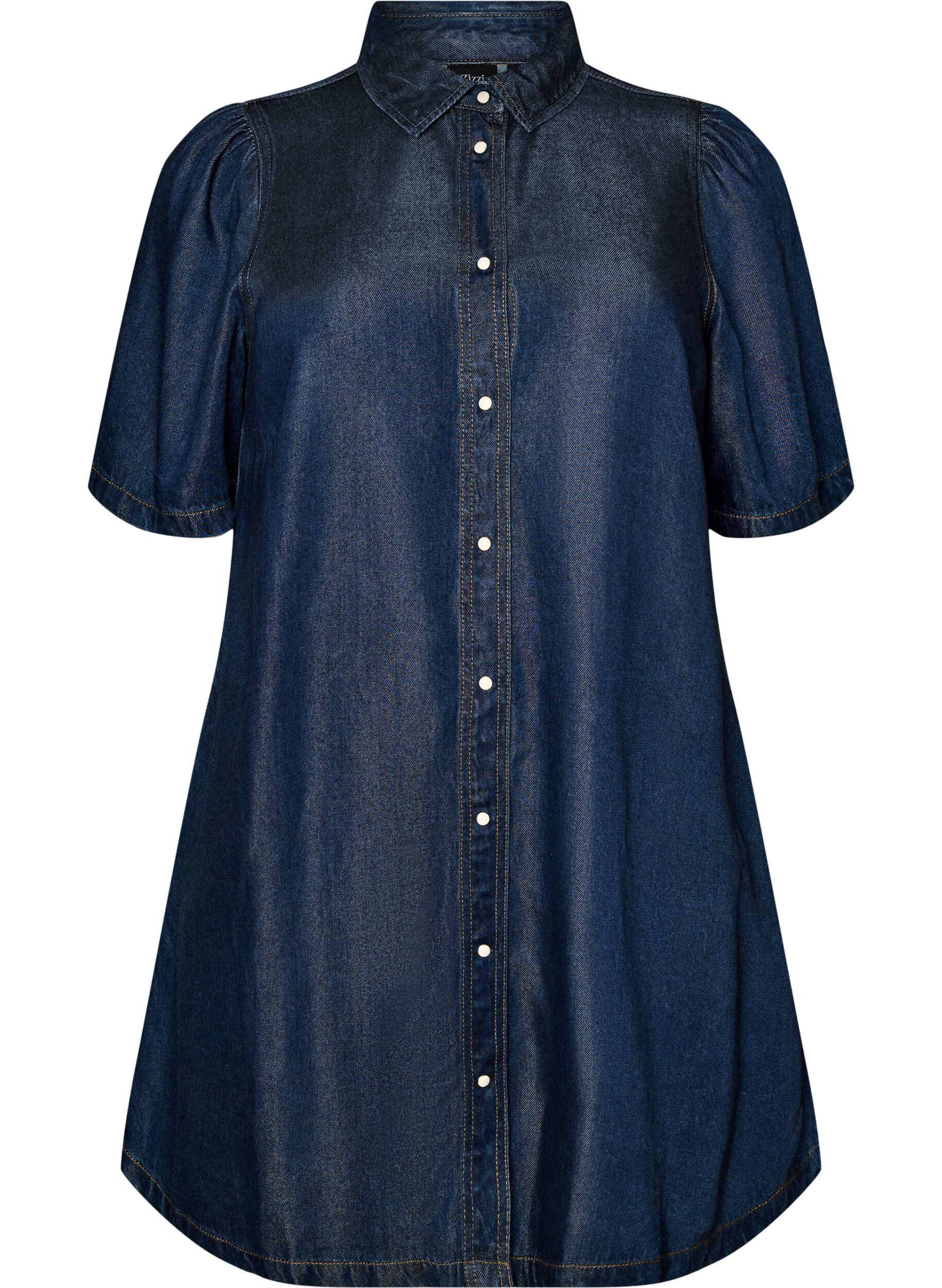 ZizziJeanskleid aus Lyocell mit Kn&ouml;pfen und kurzen &Auml;rmeln, Blau, Packshot image number 0