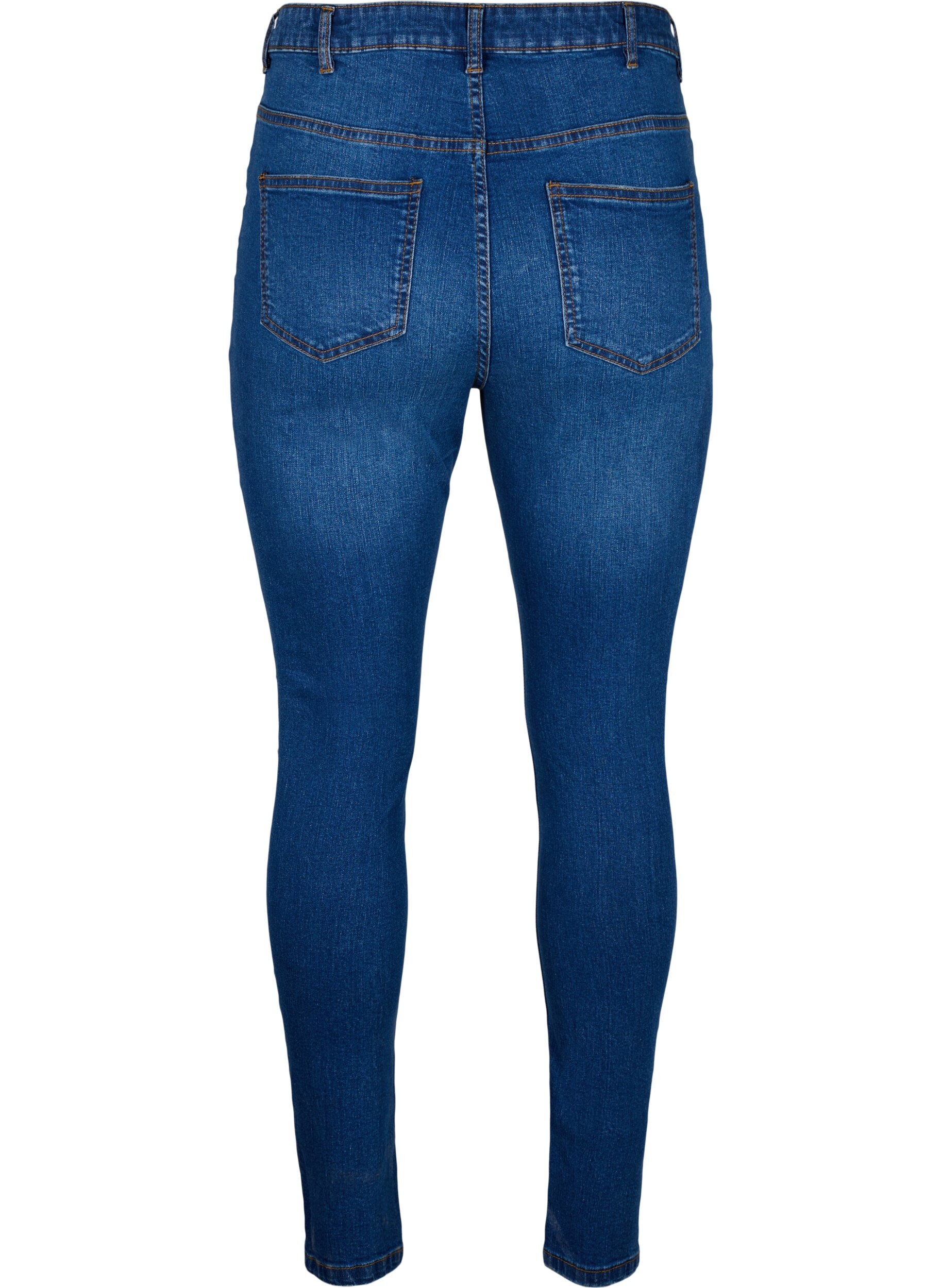 ZizziSlim-Fit-Jeans mit Abriebdetails, Blue Denim, Packshot image number 1