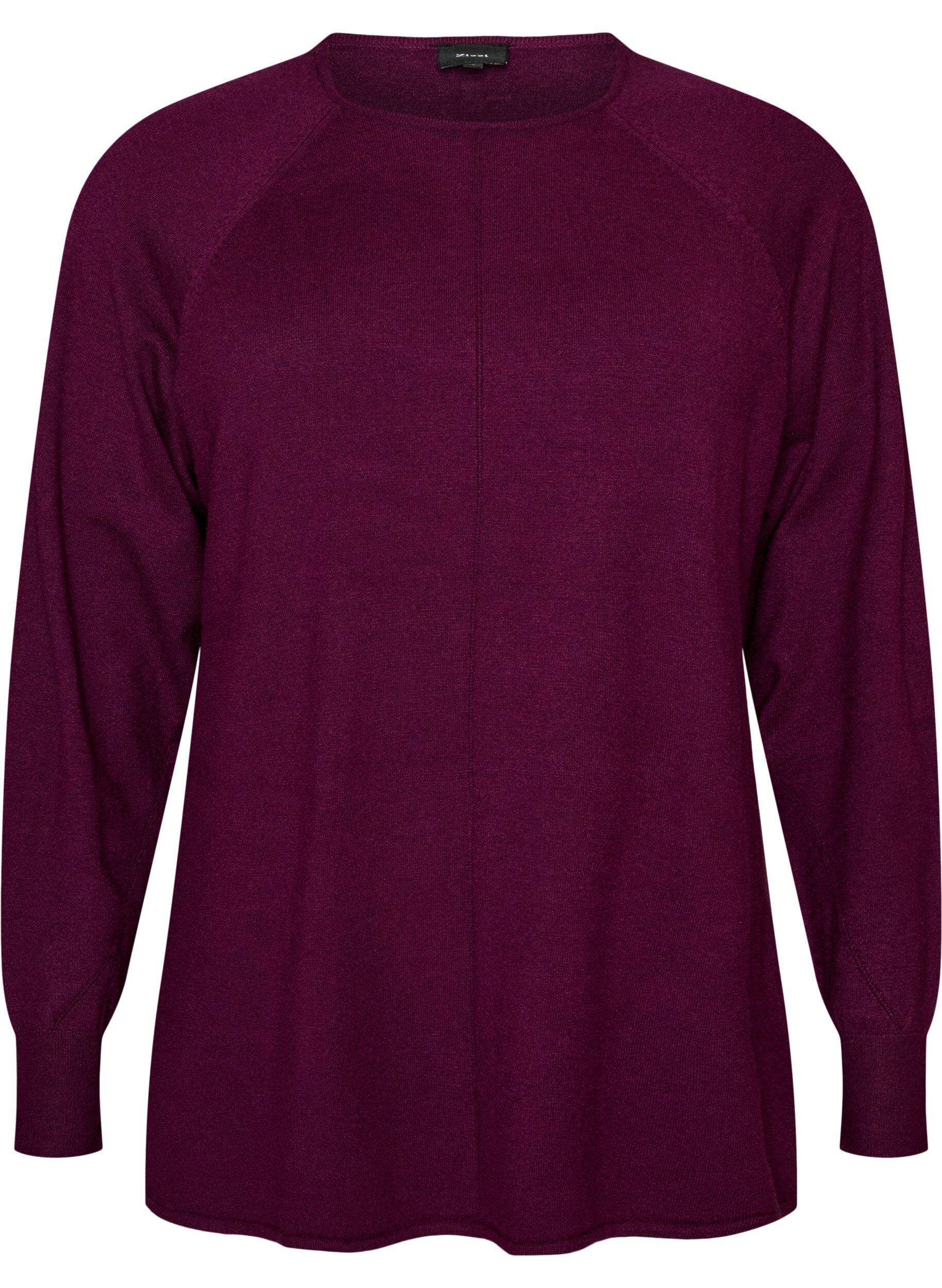 ZizziStrickbluse mit Rundhalsausschnitt und Strickmuster, Rot, Packshot image number 0