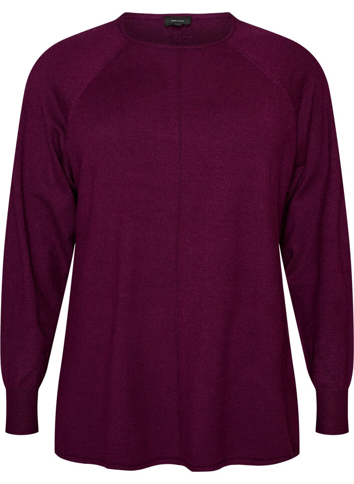 Strickbluse mit Rundhalsausschnitt und Strickmuster, Rot, Packshot image number 0