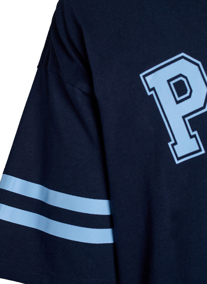 Kurzes T-Shirt-Kleid mit sportlichen Details, Blau, Packshot image number 4