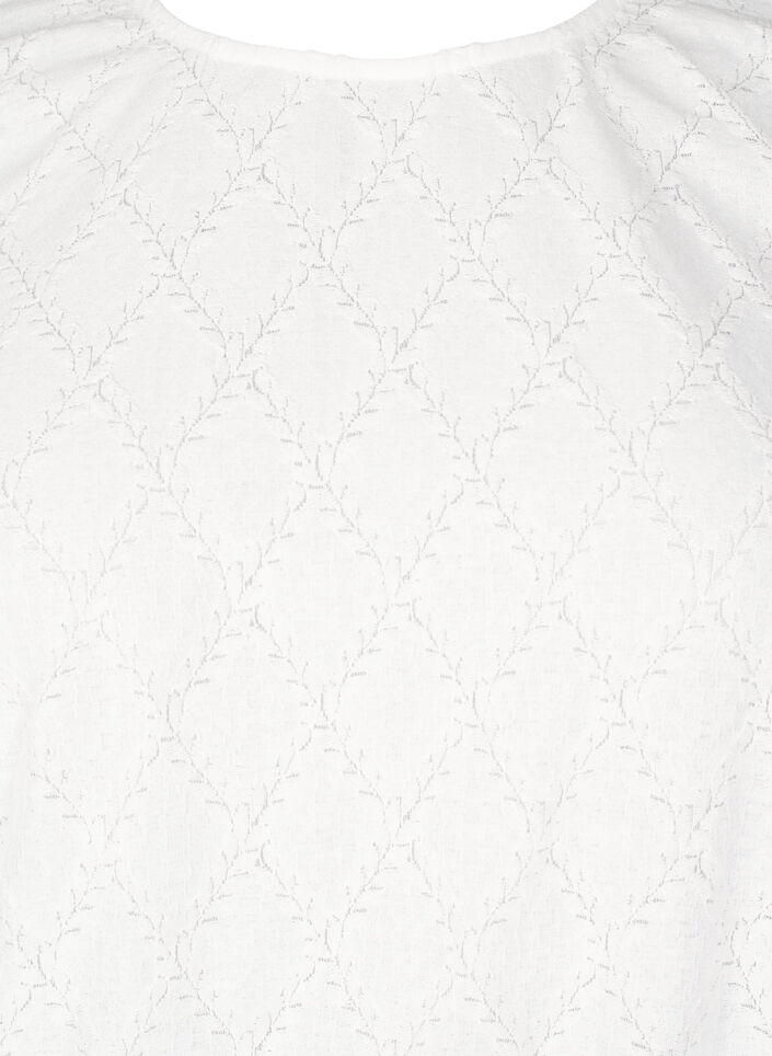 Kurzärmelige Bluse mit strukturiertem Muster, Bright White, Packshot image number 2