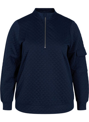 Stepp-Sweatshirt mit Reißverschluss, Navy Blazer, Packshot image number 0